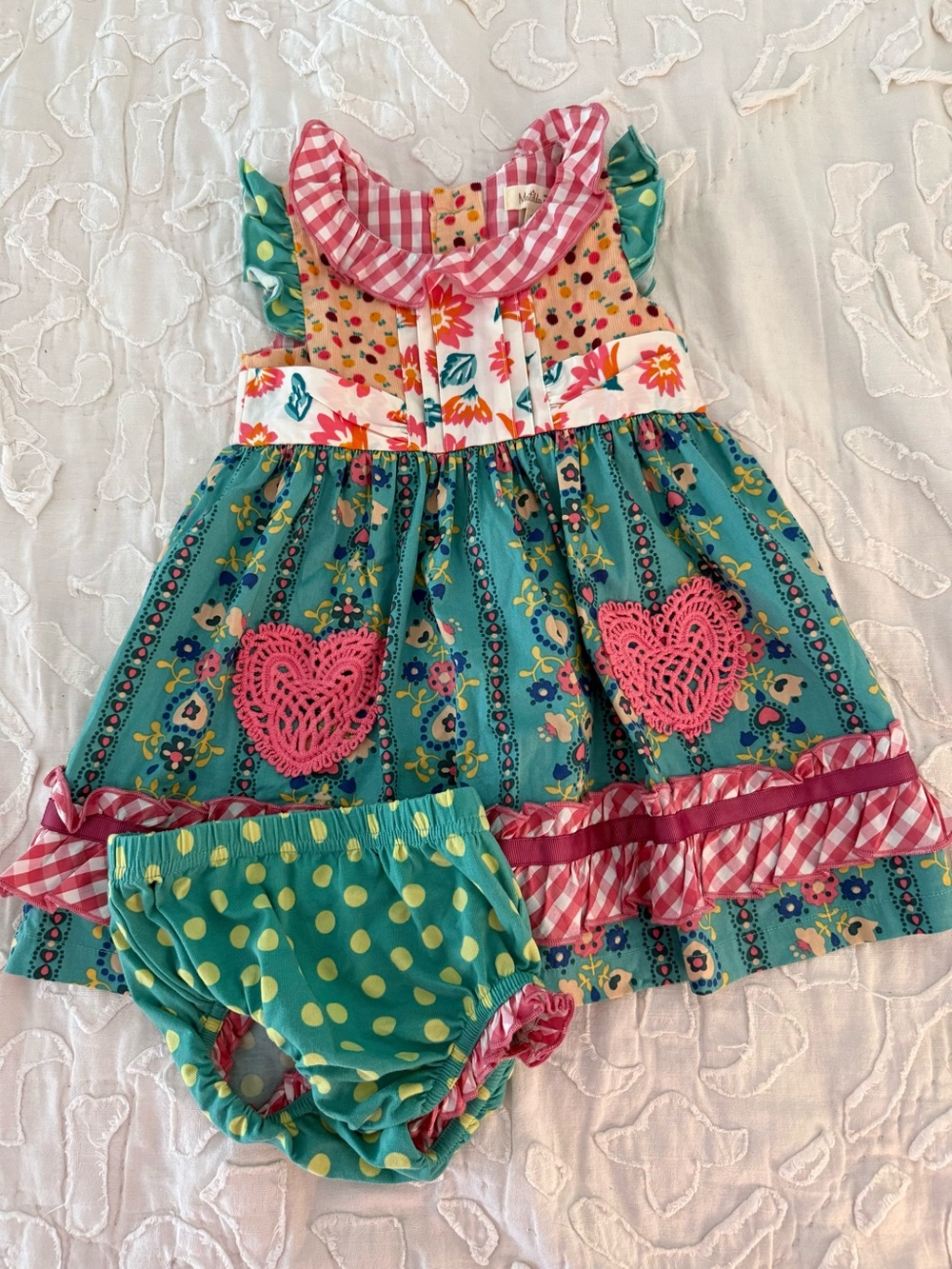 Matilda Jane dress and bloomers 12/18m